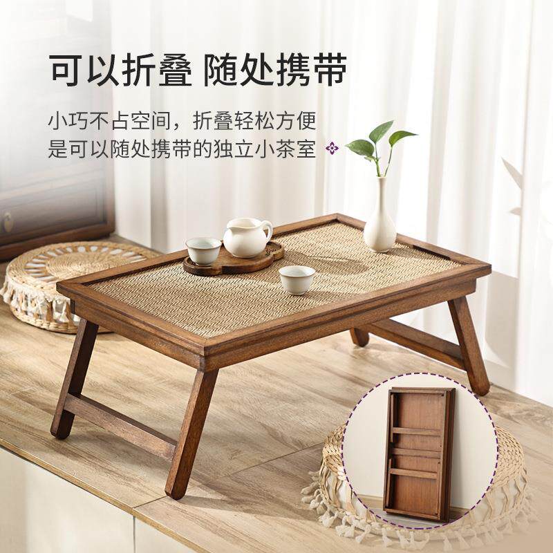 日式禅意家用折叠炕桌矮桌飘窗小茶几榻榻米桌子阳台茶桌实木茶台