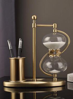 办公室桌面笔筒摆件轻奢沙漏实用装饰品送老师教师节礼物刻字礼盒
