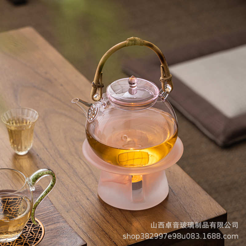 水墨琉璃温茶器蜡烛保温煮茶炉加热水晶底座防烫暖茶炉家用泡茶器