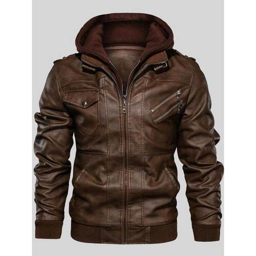 T 33029 Slim zip men black PU jacket 修身拉链士黑色 PU 夹