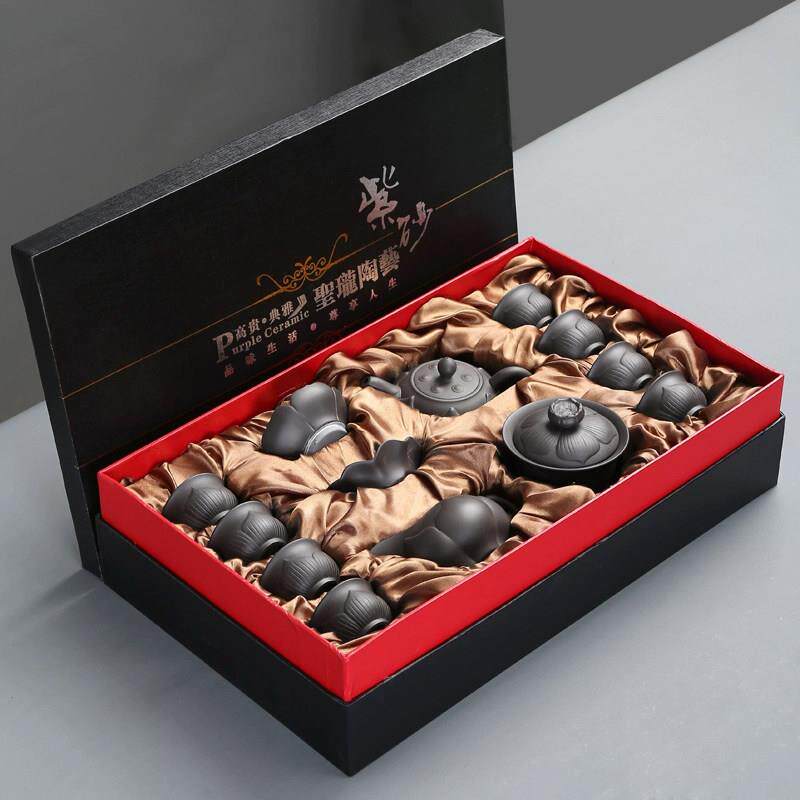 紫砂壶茶具套组礼盒装功夫茶杯盖碗景德镇茶壶家用高档轻奢送长辈