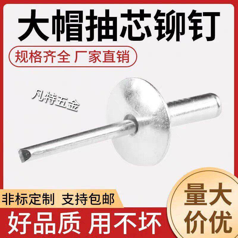 大帽拉铆钉抽芯铆钉汽车专用大头铆钉大帽沿拉钉M3.2-6.4包邮甩卖
