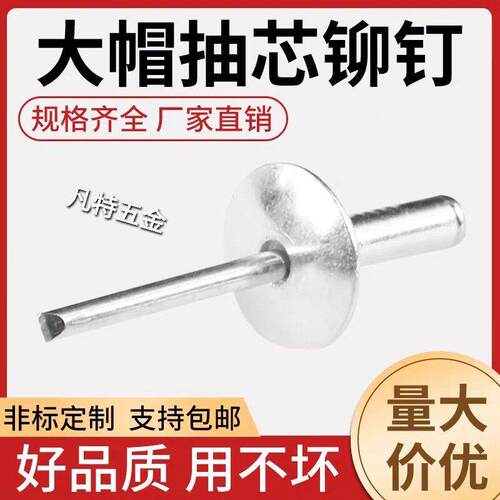 大帽拉铆钉抽芯铆钉汽车专用大头铆钉大帽沿拉钉M3.2-6.4包邮甩卖