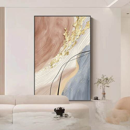 现代简约客厅落地装饰画抽象沙发背景墙壁画轻奢高级感玄关挂画