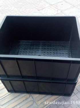 厂家批发 黑色 PP塑料箱  堆叠防静电料周转箱 可印公司LOGO