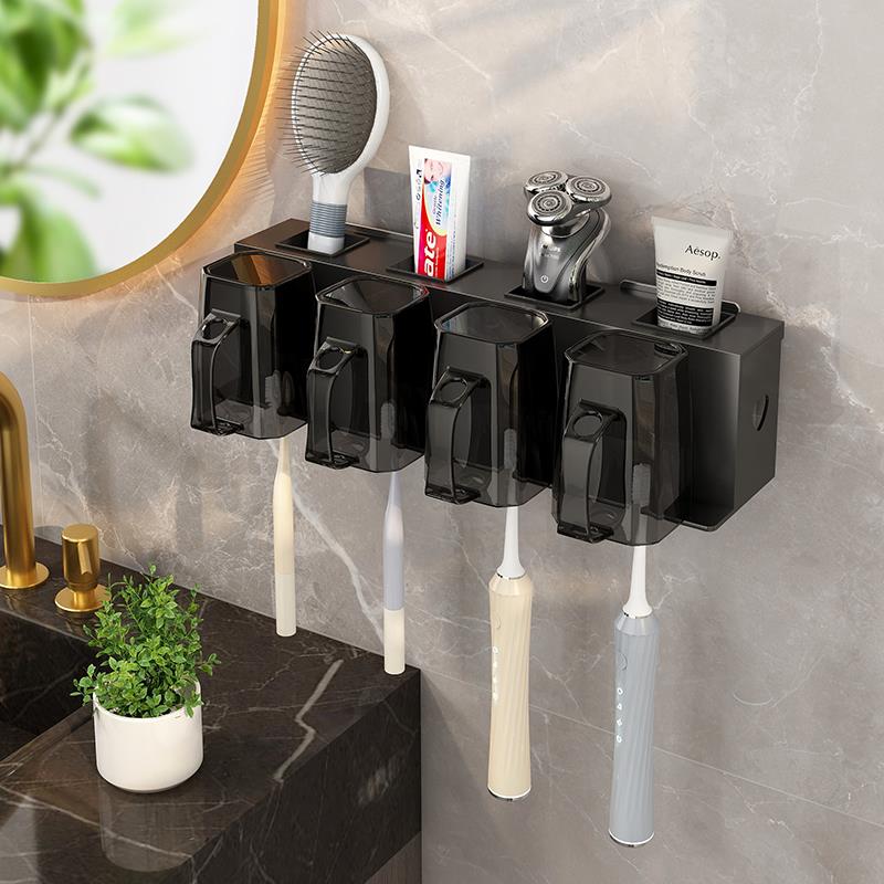 牙刷置物架免打孔卫生间漱口杯刷牙杯架收纳壁挂式牙刷不锈钢架子
