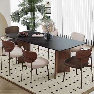 中古实风木纯黑岩风板桌复餐古5475黑胡桃色意式 餐桌诧寂风长方形