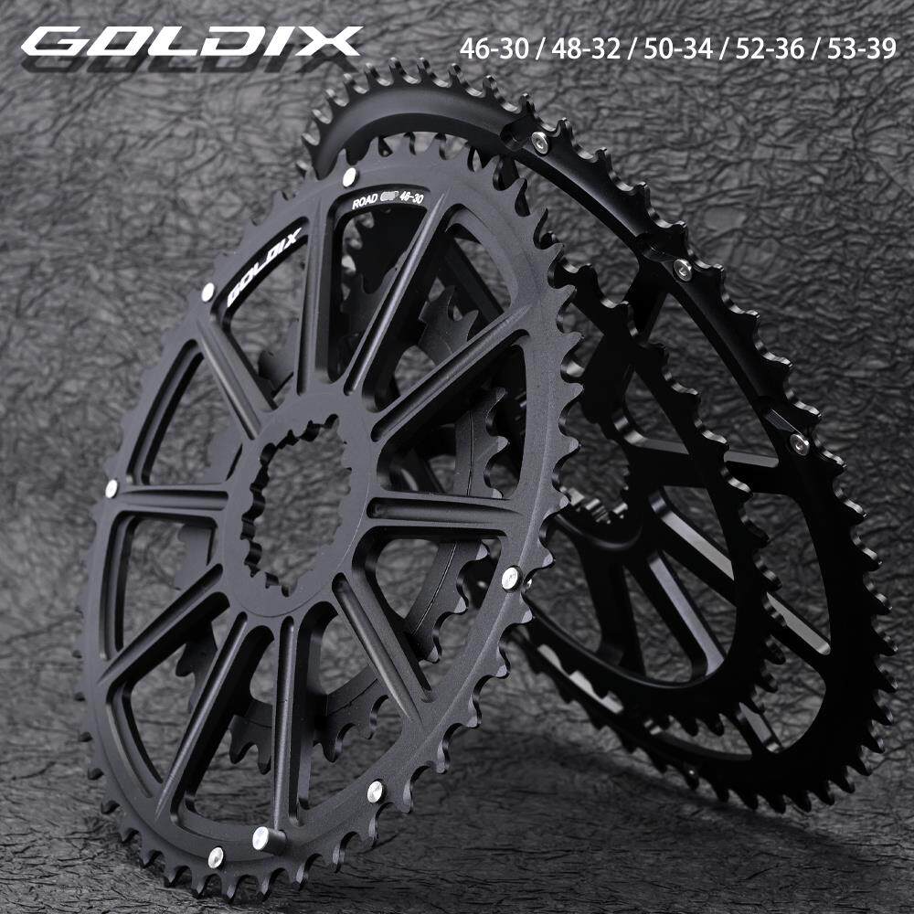 GOLDIX公路车一体式双盘 自行车CNC齿盘三钉GXP大齿盘链轮 公路碟