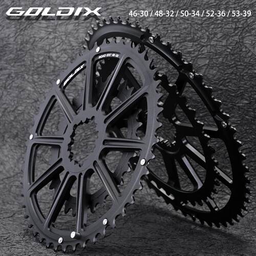 GOLDIX公路车一体式双盘 自行车CNC齿盘三钉GXP大齿盘链轮 公路碟
