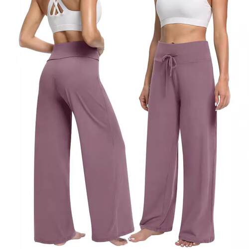 Thin and high waisted fitness wide leg pants with zero