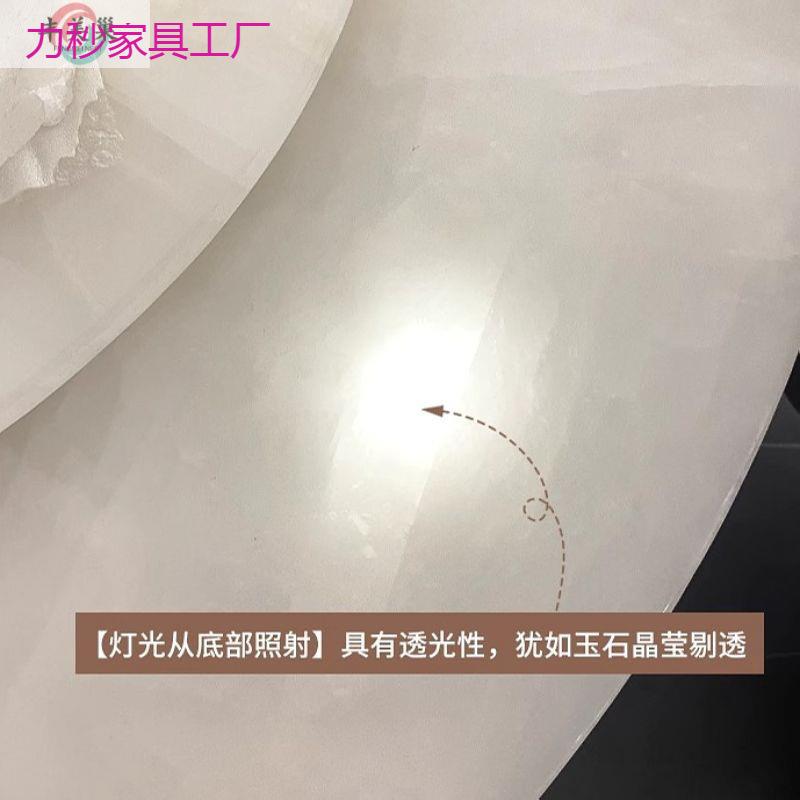 线61395176性轻奢天石然晶餐桌椅组合超晶户圆桌现代简约家石用小