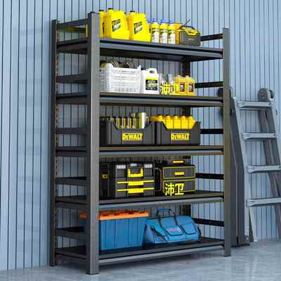 厨房置物架碳钢家用落地多层可调节三面围栏微波炉锅收纳储物货架