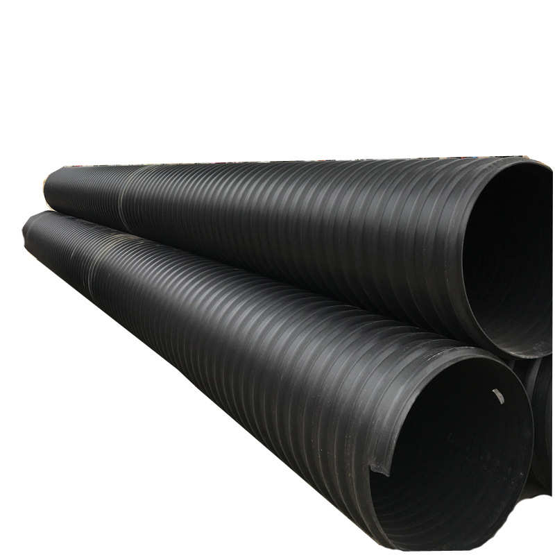 钢带300大pe螺旋波纹管增强直黑色波纹管 聚乙烯量厂家排污管优惠