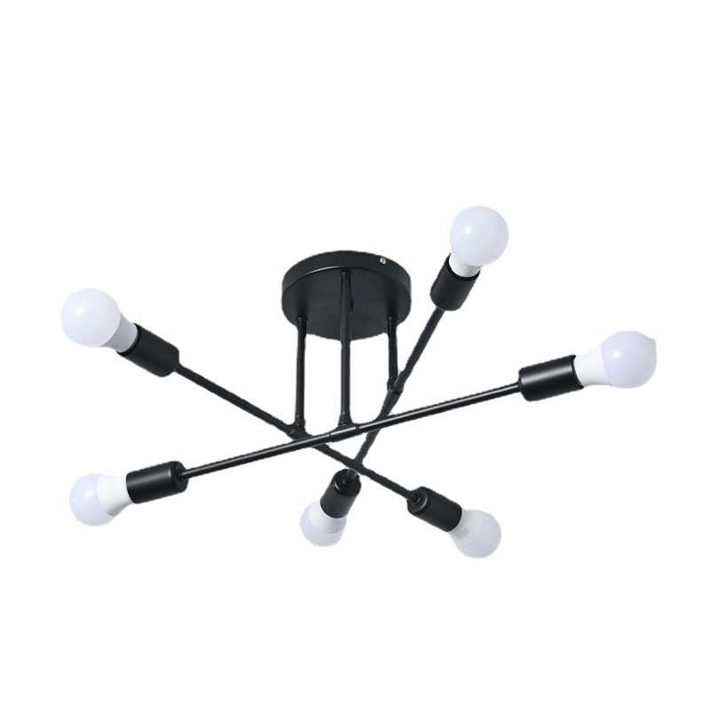 北欧风现代简约客厅餐厅卧室服装店公寓弯管铁艺6头LED吸顶灯