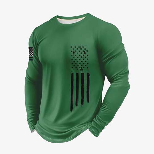 Men's Fashion 2-Piece Long Sleeve T-Shirt Set - American