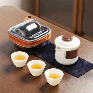 批发一壶三杯陶瓷便携式 旅行功夫茶具套装 快客杯活动开业礼品茶具