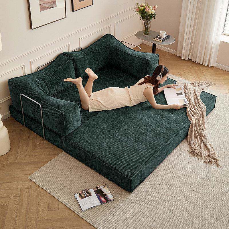 覆古布艺沙发床折叠两用小户型客厅卧室家用可拆洗双三人模块沙发