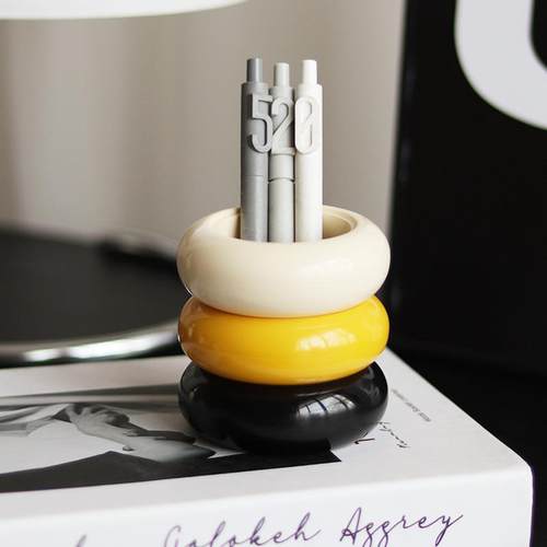 北欧ins风密胺圆形桌面收纳盒 桌面笔筒收纳筒 加厚办公文具笔筒