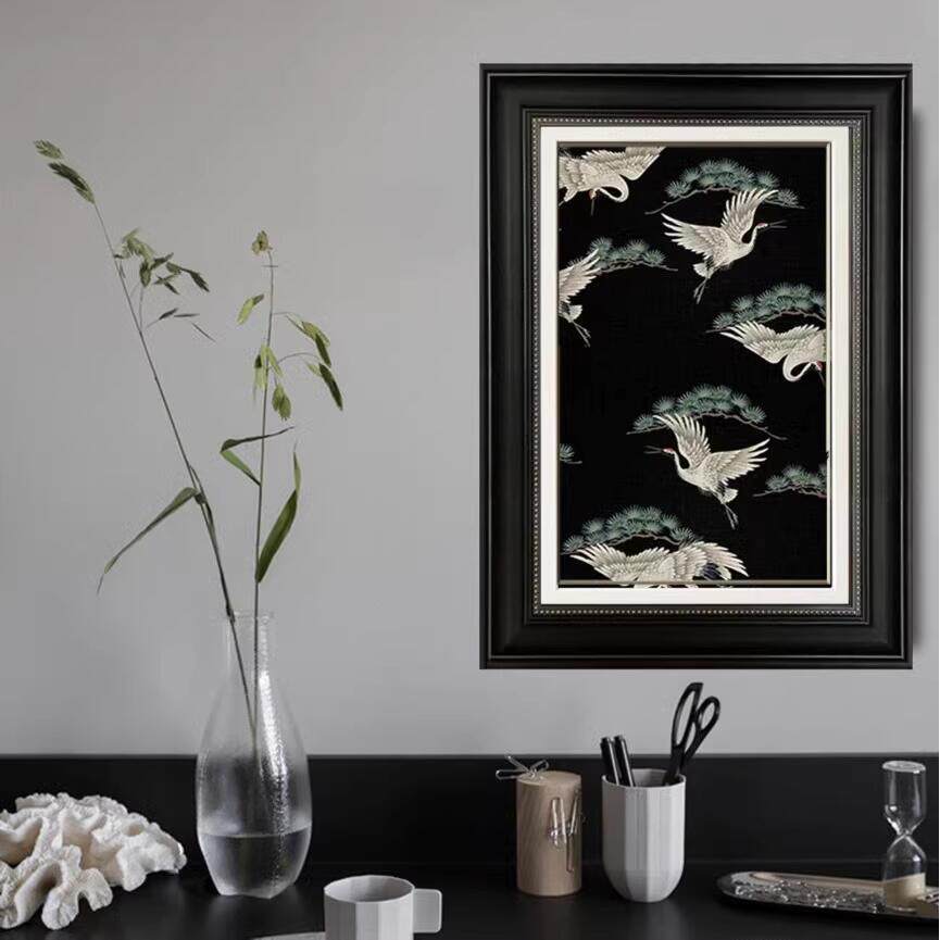 翩翩新白鹤中式客玄装饰画美式复古茶室书房办公室白鹤厅al202308