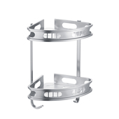 太空铝浴室三角置物架带勾加厚双层亮光收纳架铝板氧化抗指纹架子