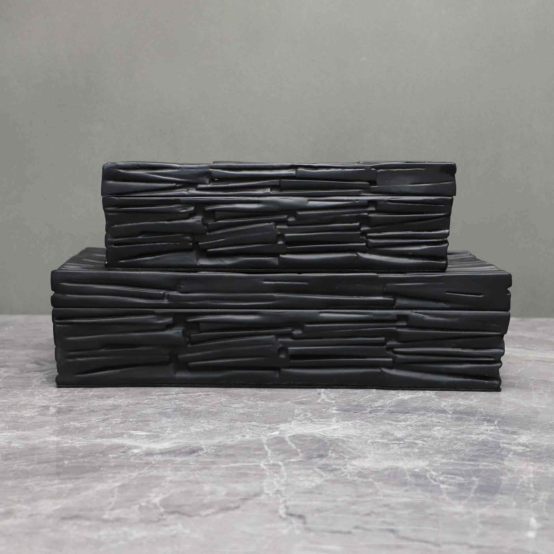 新中式树脂竹节收纳盒饰品储物盒样板房卧室书房客厅软装饰品摆件