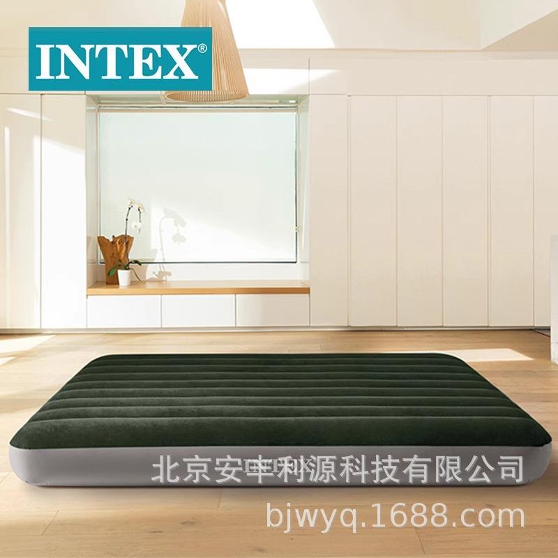 INTEX64109绿色加大双人植绒线拉空气床气垫床午休野营床