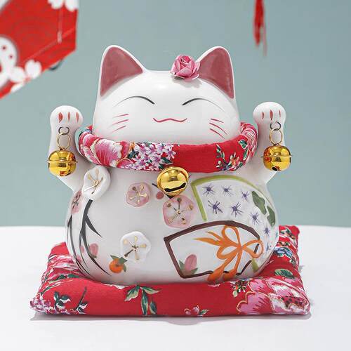 猫WSJ818招财摆件大小号家储意居陶瓷存钱罐创开业礼品客厅收银台