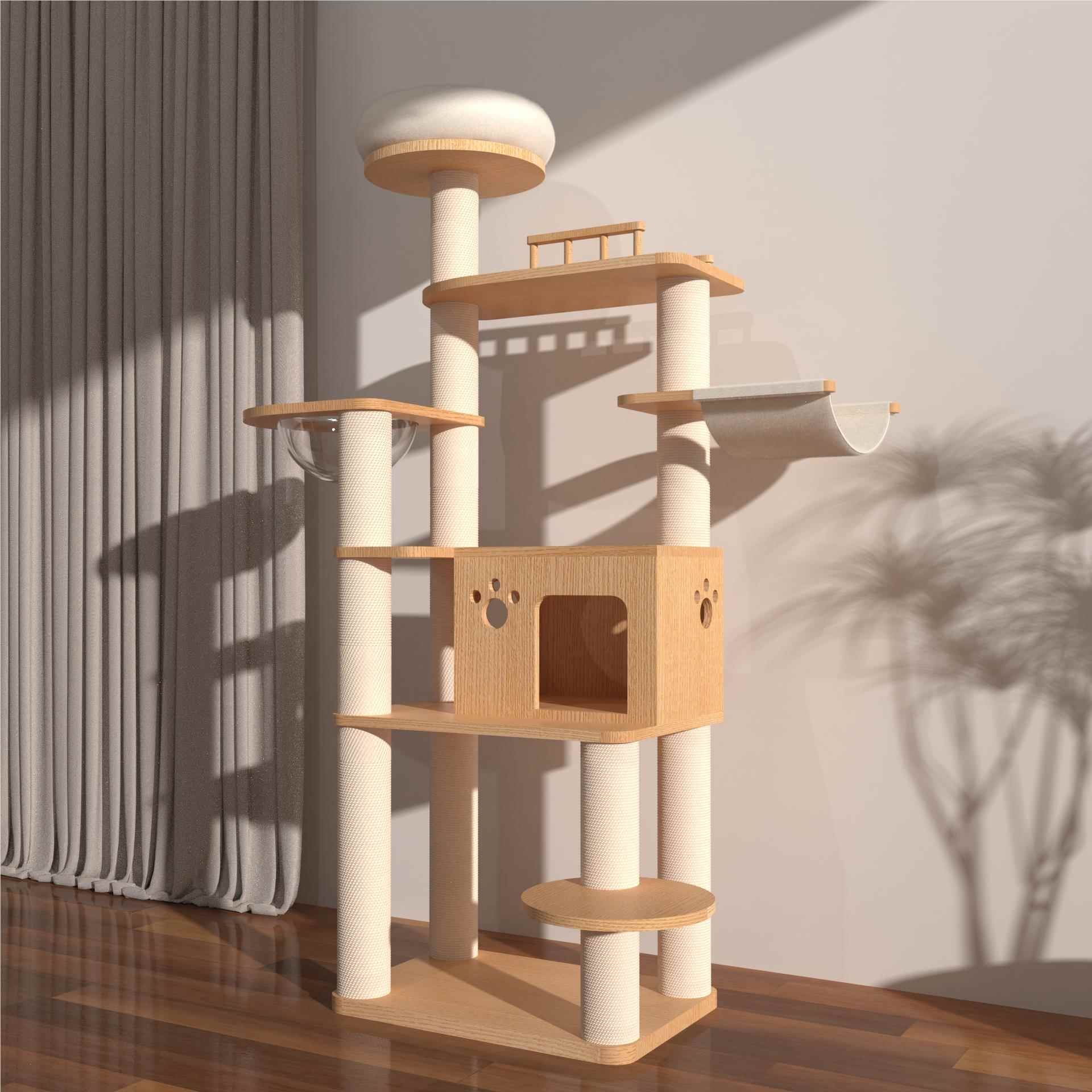 实木舱猫爬架因猫一猫太NIO空猫抓板猫架缅大型豪华团体购