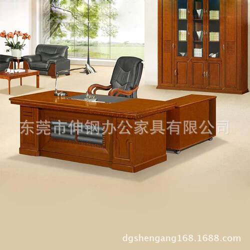 实木办公桌总裁老板时尚行政电脑大班台深圳虎门办公家具可定制