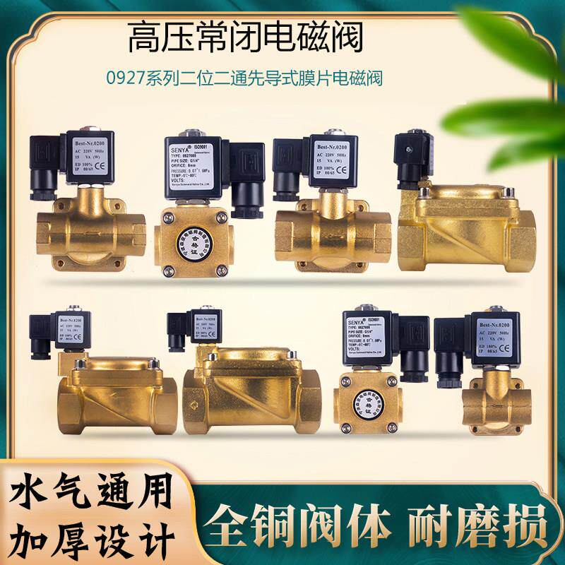 4分0927000常闭空压机先导式电磁阀16KG高压水阀气阀水炮220V24V