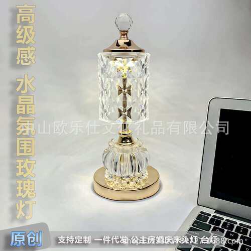 水晶氛围玫瑰灯 公主卧室情调灯带遥控 插电三色床头小夜灯轻奢