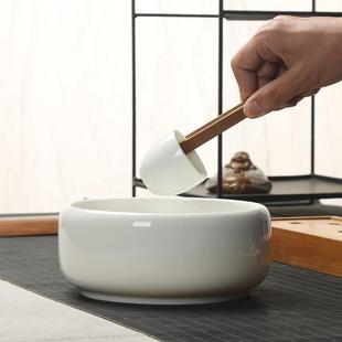 A947白瓷水盂茶洗笔洗 缸家用陶瓷茶具 中式 大号特大茶盂洗茶杯盆