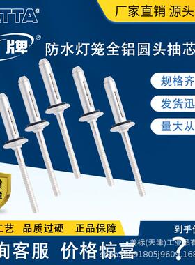 霸牌防水型灯笼圆元沉头抽芯拉铆钉带胶垫HLDL全铝灯笼拉铆钉工厂