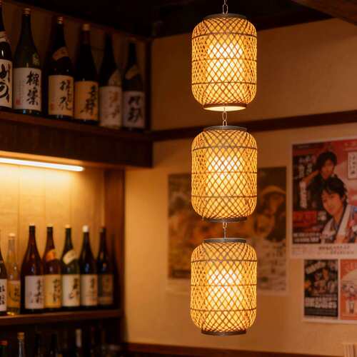 连串灯笼竹编笼具仿古竹民吊灯中式灯禅KMN意茶灯楼饭店火锅宿竹