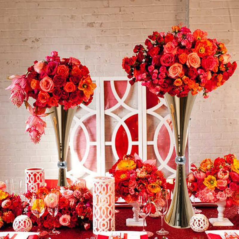 婚庆婚礼道具欧式铁艺花器主桌装饰插花器金色桌花器皿花瓶摆件,家居饰品,花瓶,淘宝优惠券,粉丝福利购,淘宝优惠卷