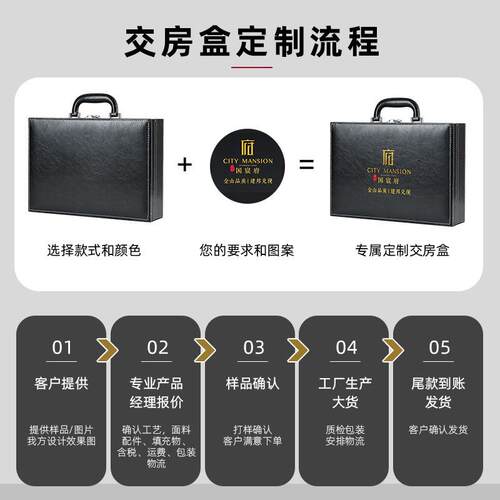 新款直销现货交房盒皮盒pu皮质交付钥匙盒包装盒礼品盒保单盒交房