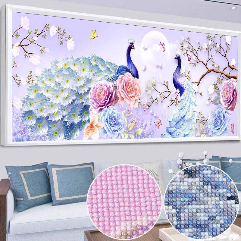 2026新款5d钻石点砖贴画百鸟朝凤水晶客厅满钻花开富贵diy十字绣