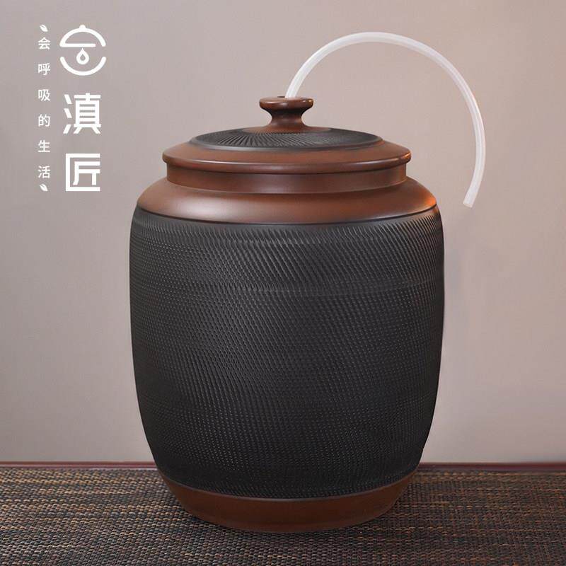储水桶陶瓷水缸家用厨房老式带盖子抽水茶台泡茶纯净水罐中式食品