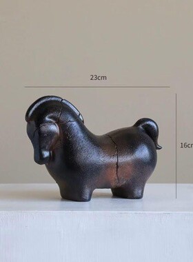 中古风防玉中式做旧静立野马摆件客厅电视柜玄关书房办公室装饰品