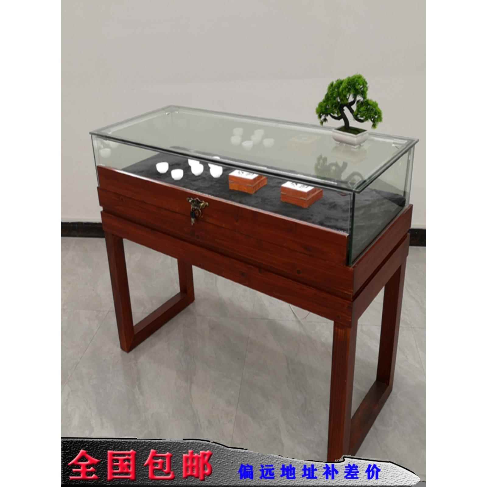 实木珠宝展示柜展厅博物馆陈列柜图书馆古村字画文物玻璃柜台定制