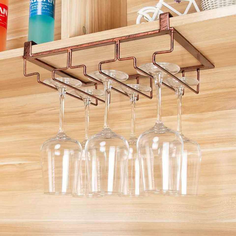 免钉不伤柜红酒杯架倒挂酒柜酒杯架免打孔酒杯橱柜高脚杯收纳酒架