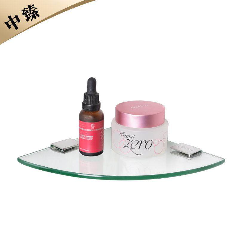 欧式卫生间壁挂加厚玻璃三角架不锈钢单层厕所置物架浴室转角架