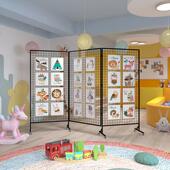 铁艺网格折叠展示架幼儿园作品书法画展网架立式 移动置物架户外批