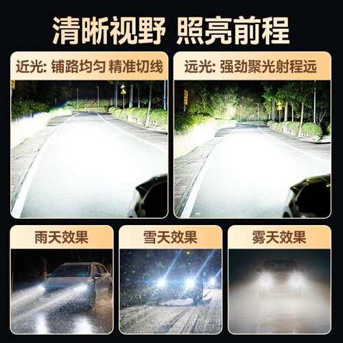 跨境双铜管U型汽车led大灯前照灯h1 9005远近光一体h4 h7货车灯泡