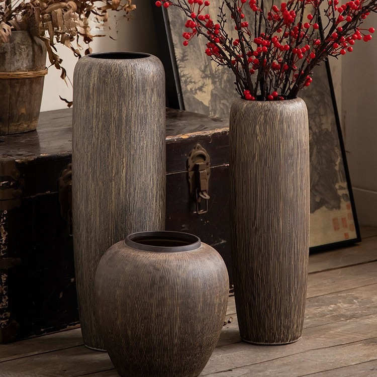 景德镇陶瓷落地摆件中式复古龙柳花瓶客厅电视柜大号插干花装饰品