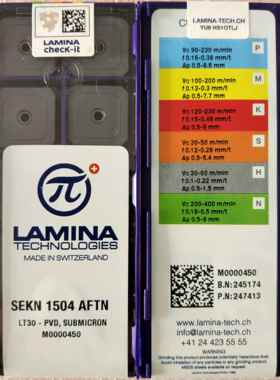 SEKN1504AFTN  LT30-PVD甩卖瑞士LAMINA林尼娜数控铣刀片