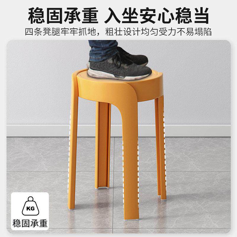 料凳子家用圆加537厚可叠风车凳放现塑简约创意客厅餐桌塑胶椅子