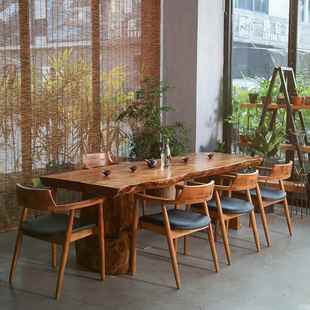 新中式 实木SNT茶自然茶桌现代办公茶室会边客泡桌椅客厅接室待茶