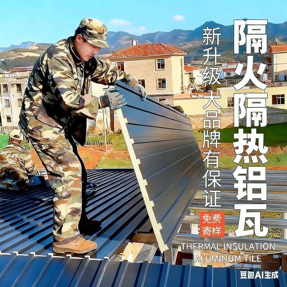 铝合金屋顶瓦长城铝板双层隔热隔音铝瓦防水防晒阳光房瓦雨棚铝瓦