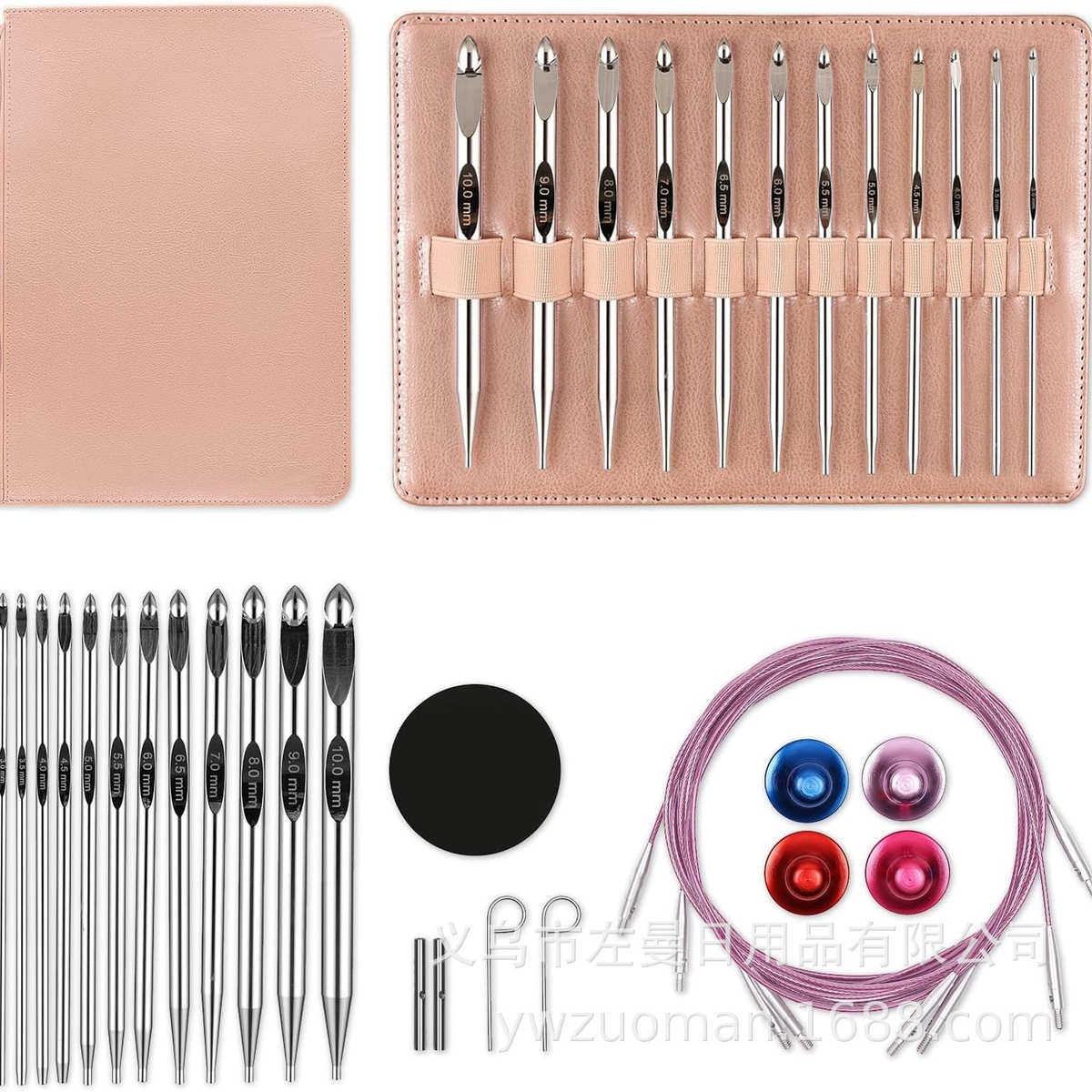 编织工具银色可拆卸钩针地毯钩针突尼斯钩针一套12支PU,居家布艺,线盒,淘宝优惠券,粉丝福利购,淘宝优惠卷